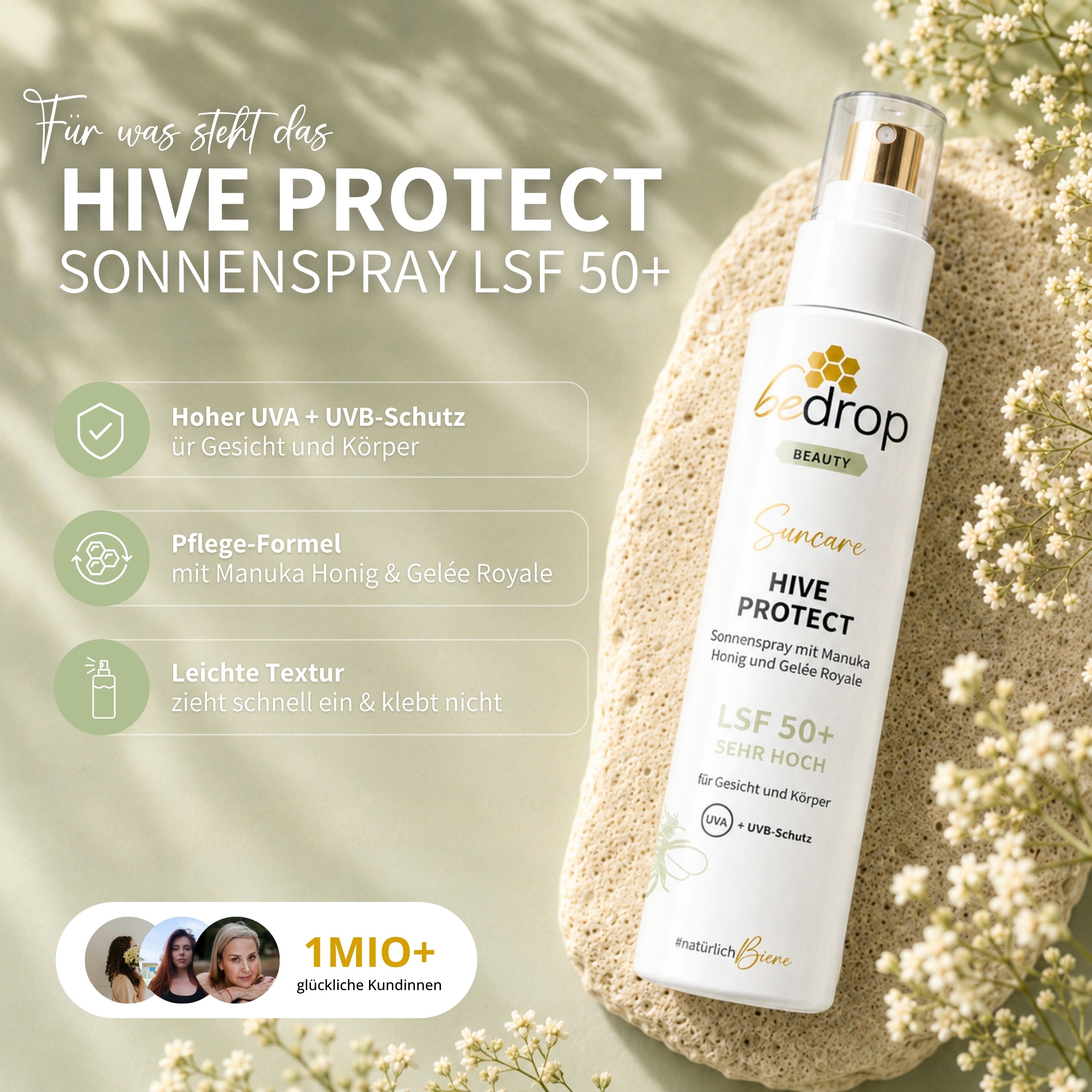 Value set: 3x HIVE PROTECT SPF 50+ - Sun spray with manuka honey and royal jelly - 200ml