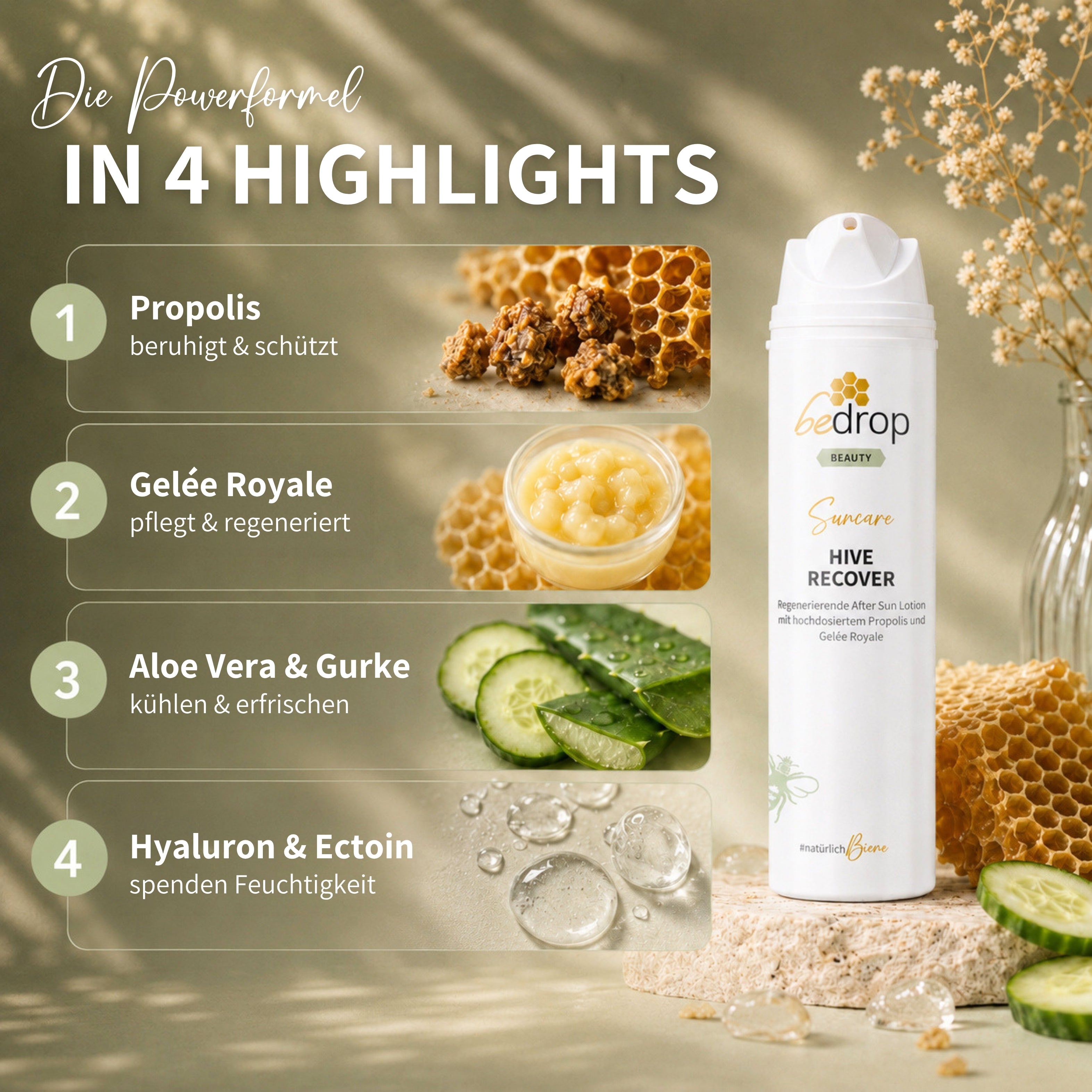 Value set: 6x HIVE RECOVER - regenerating after sun lotion with high-dose royal jelly & propolis - 200ml