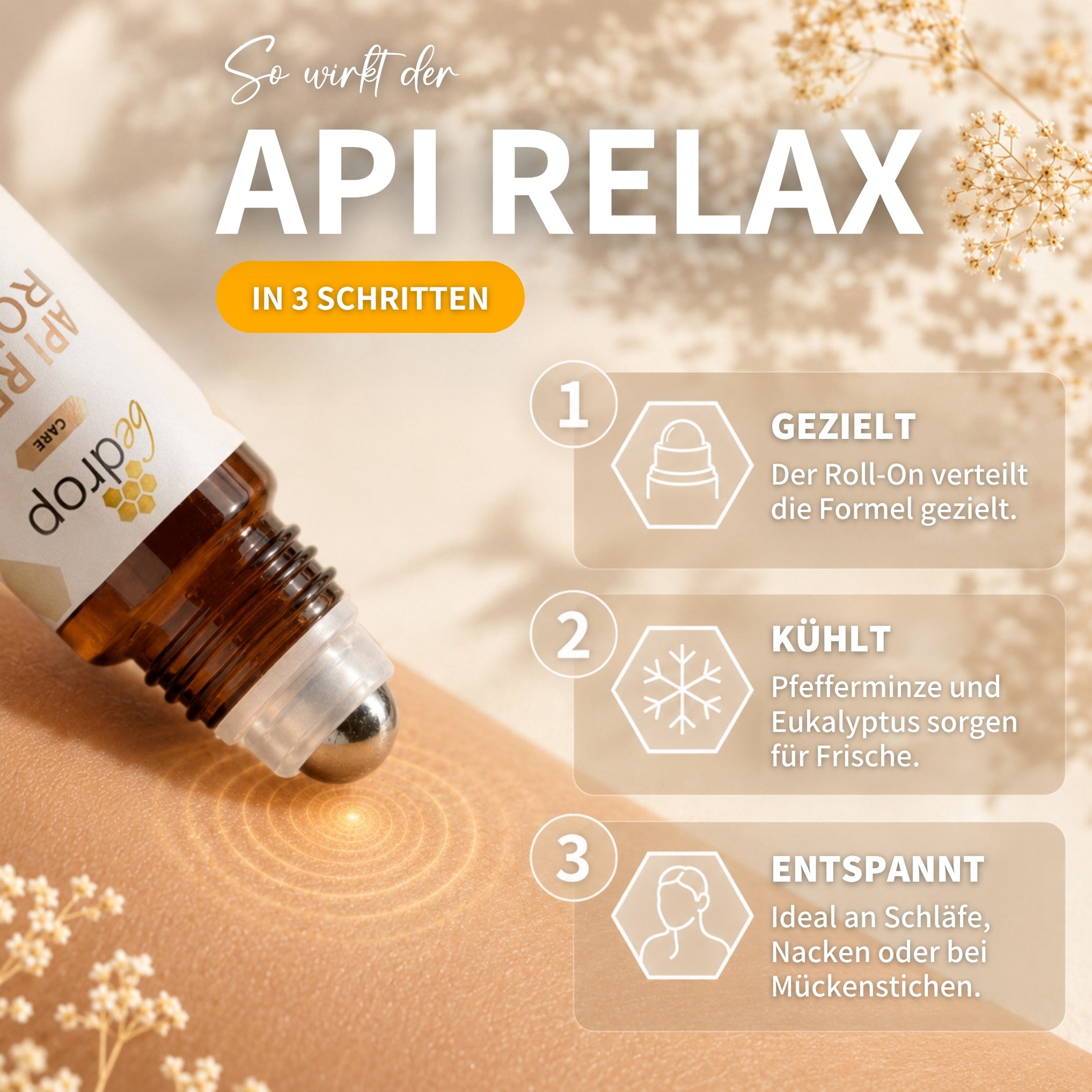 Bee Venom Relaxation Set: Bee Cream + Api Relax Roll-On for a cooling, relaxing sensation