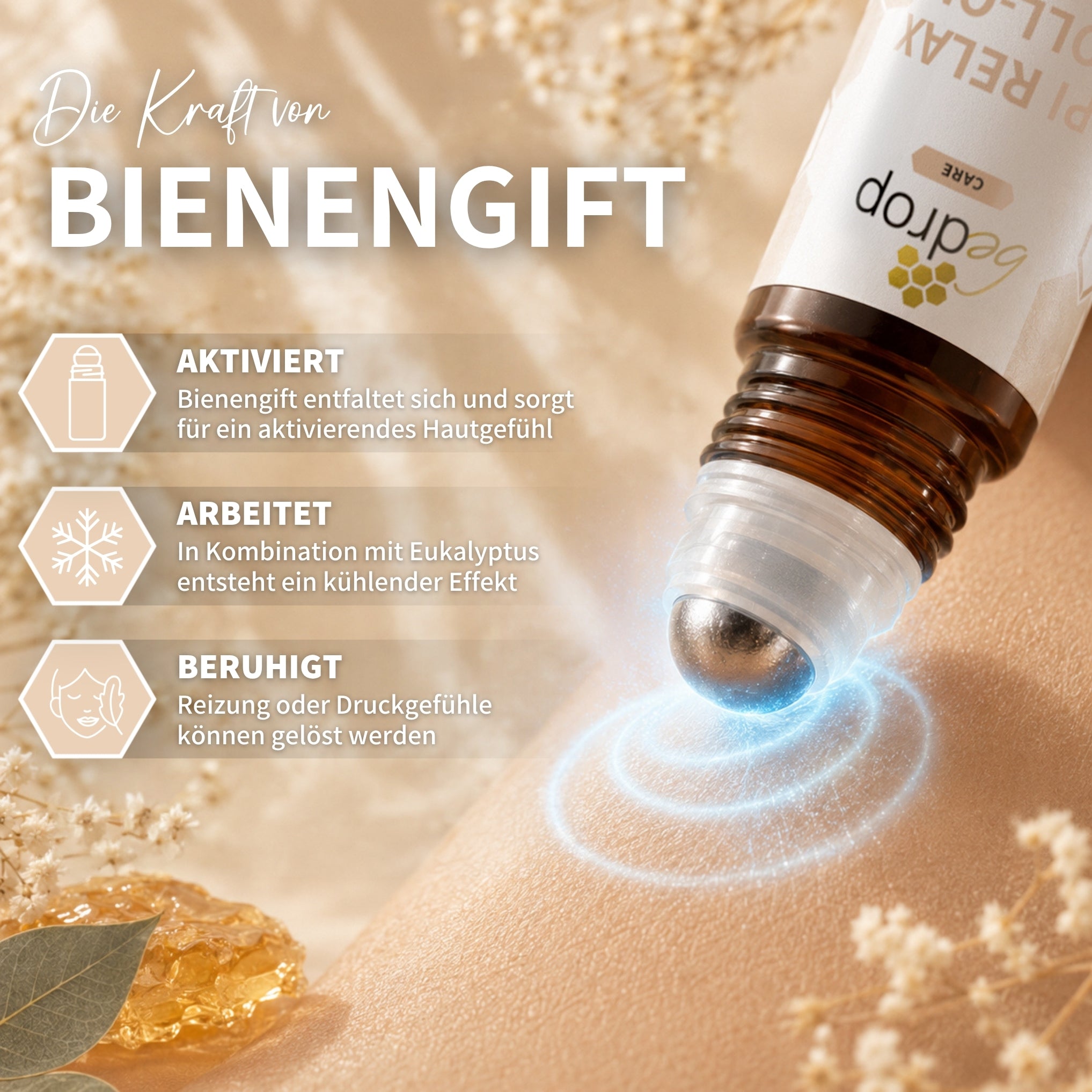 Bee Venom Relaxation Set: Bee Cream + Api Relax Roll-On for a cooling, relaxing sensation