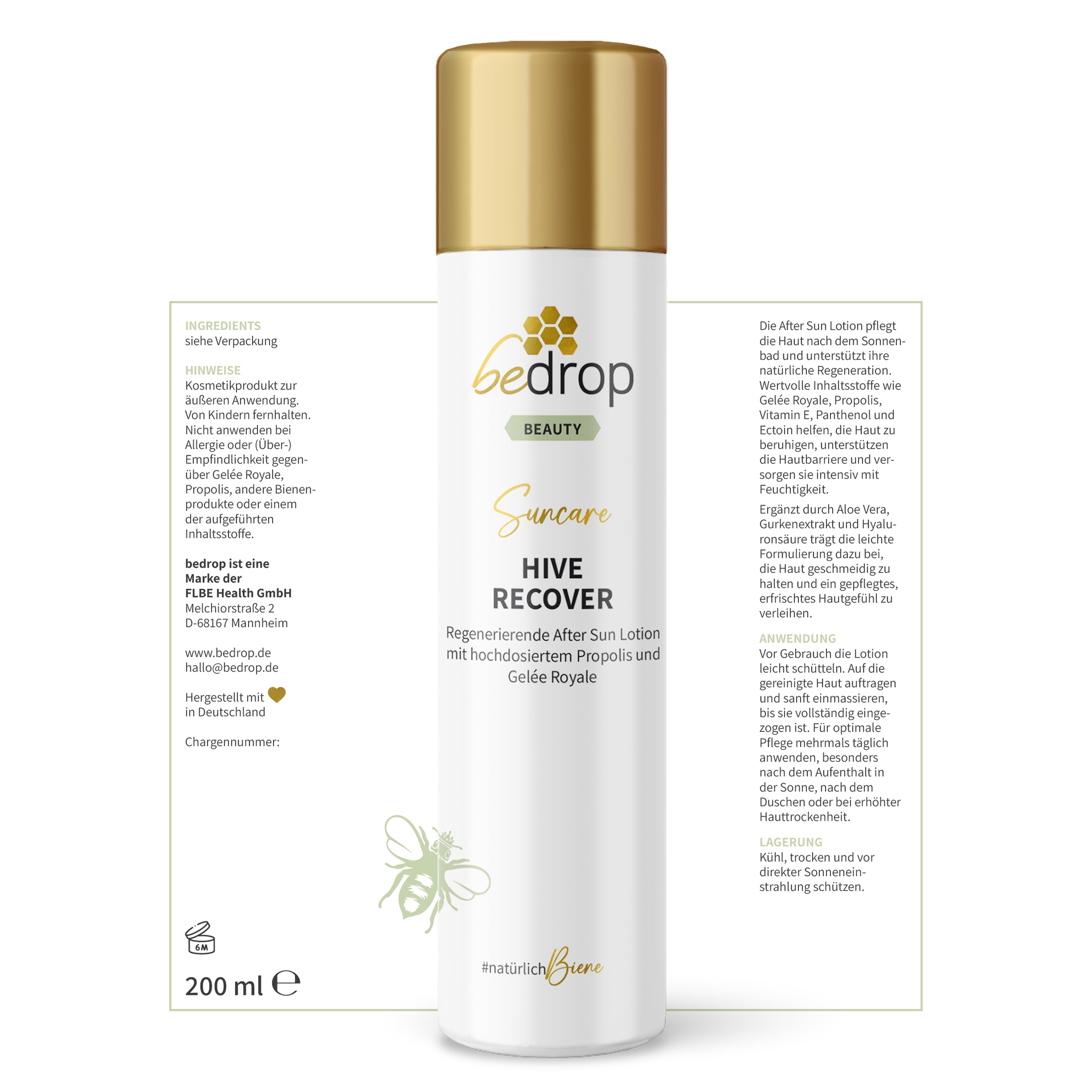 Value set: 6x HIVE RECOVER - regenerating after sun lotion with high-dose royal jelly & propolis - 200ml