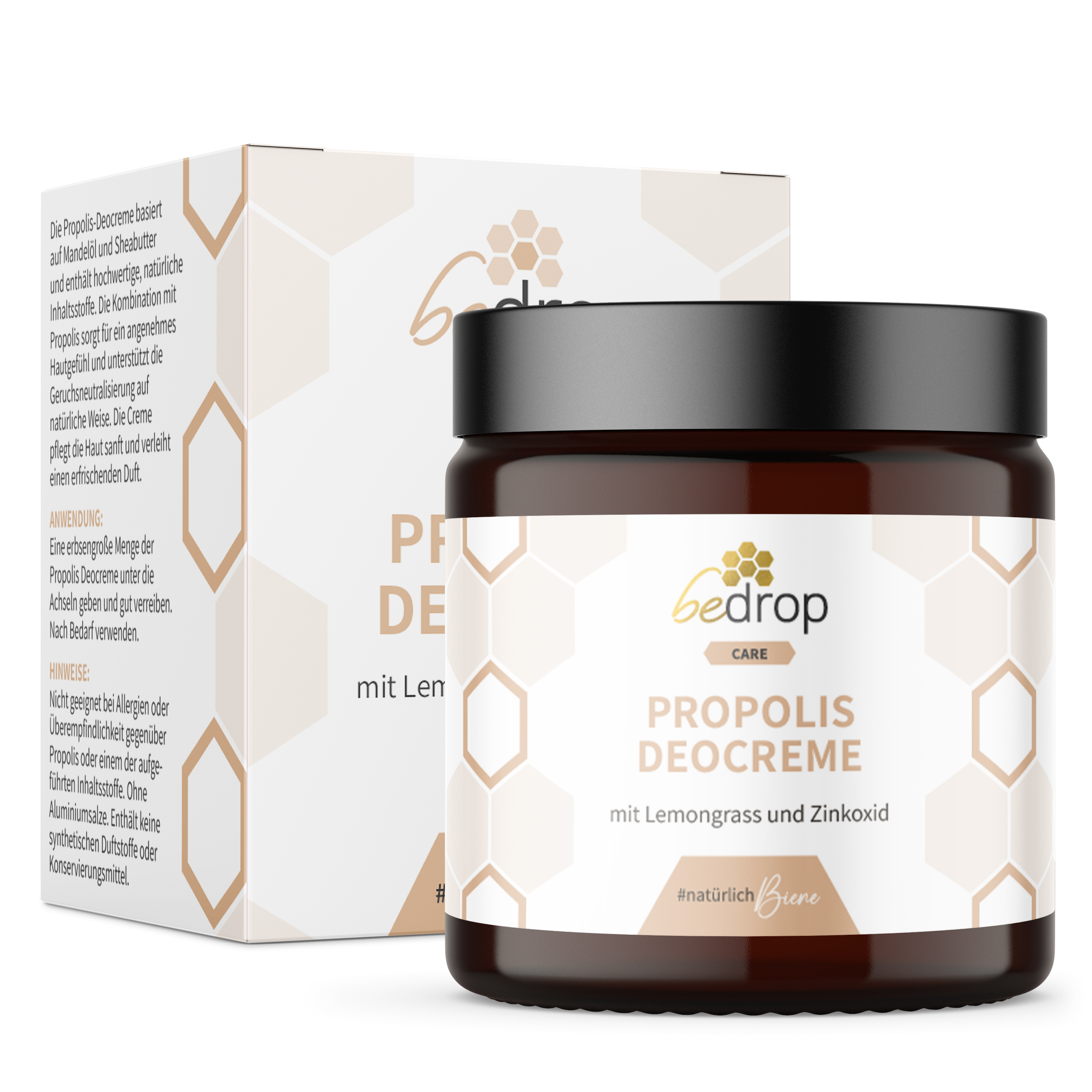 Value set: 3x propolis deodorant cream / solid deodorant with lemongrass - 30ml in a set of 3