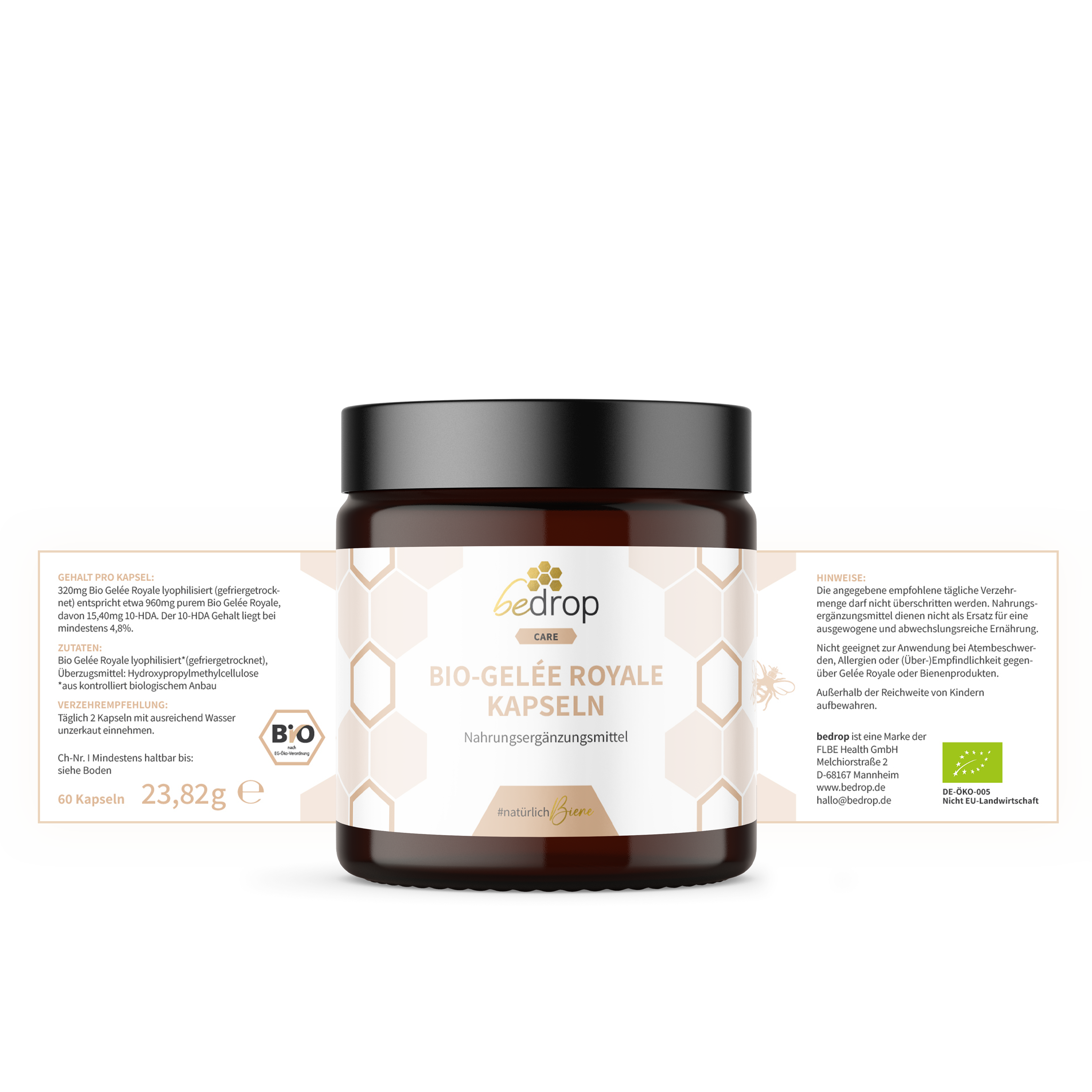 Organic royal jelly capsules (certified organic) - 60 capsules