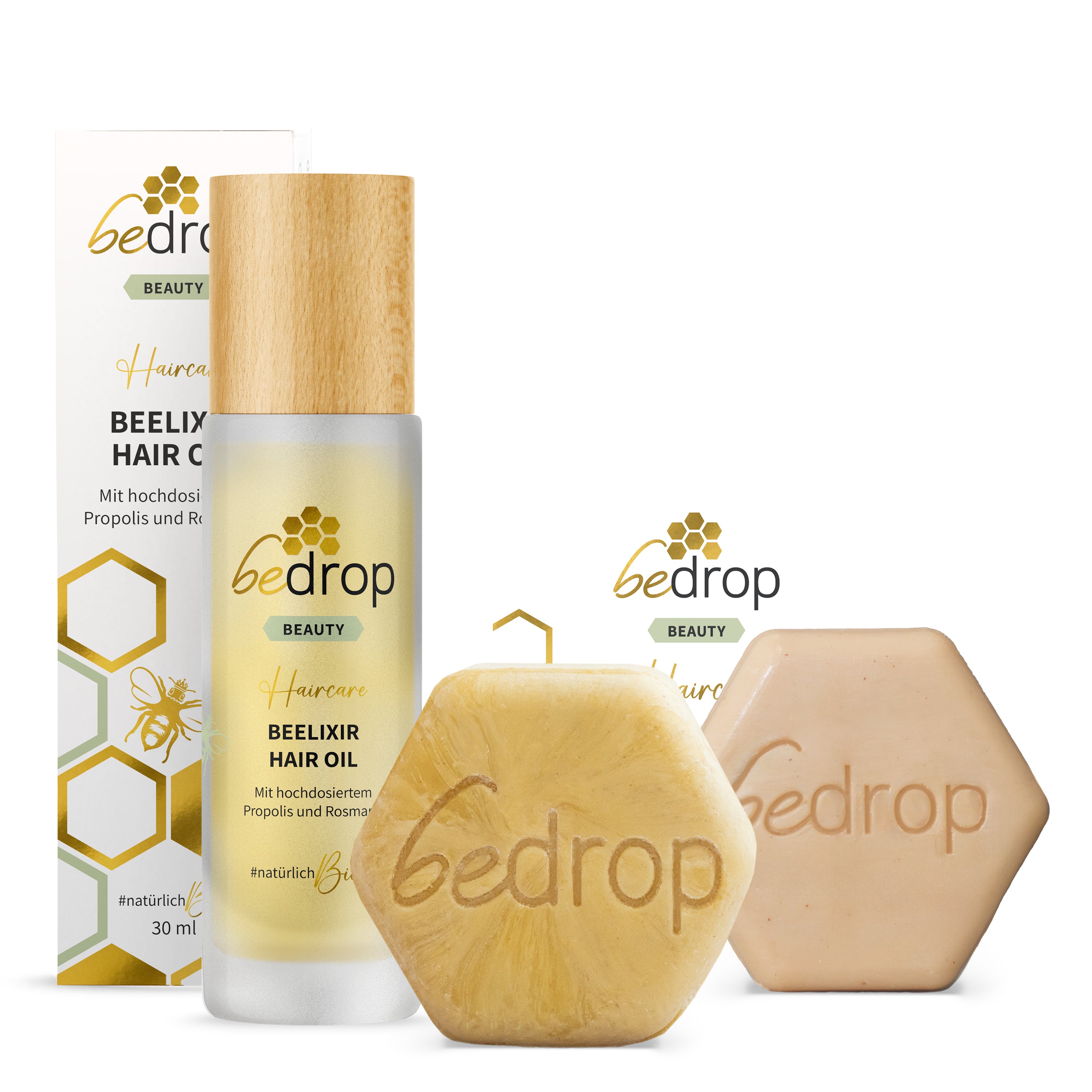BEELIXIR Hair Care Set with solid shampoo, conditioner & hair oil