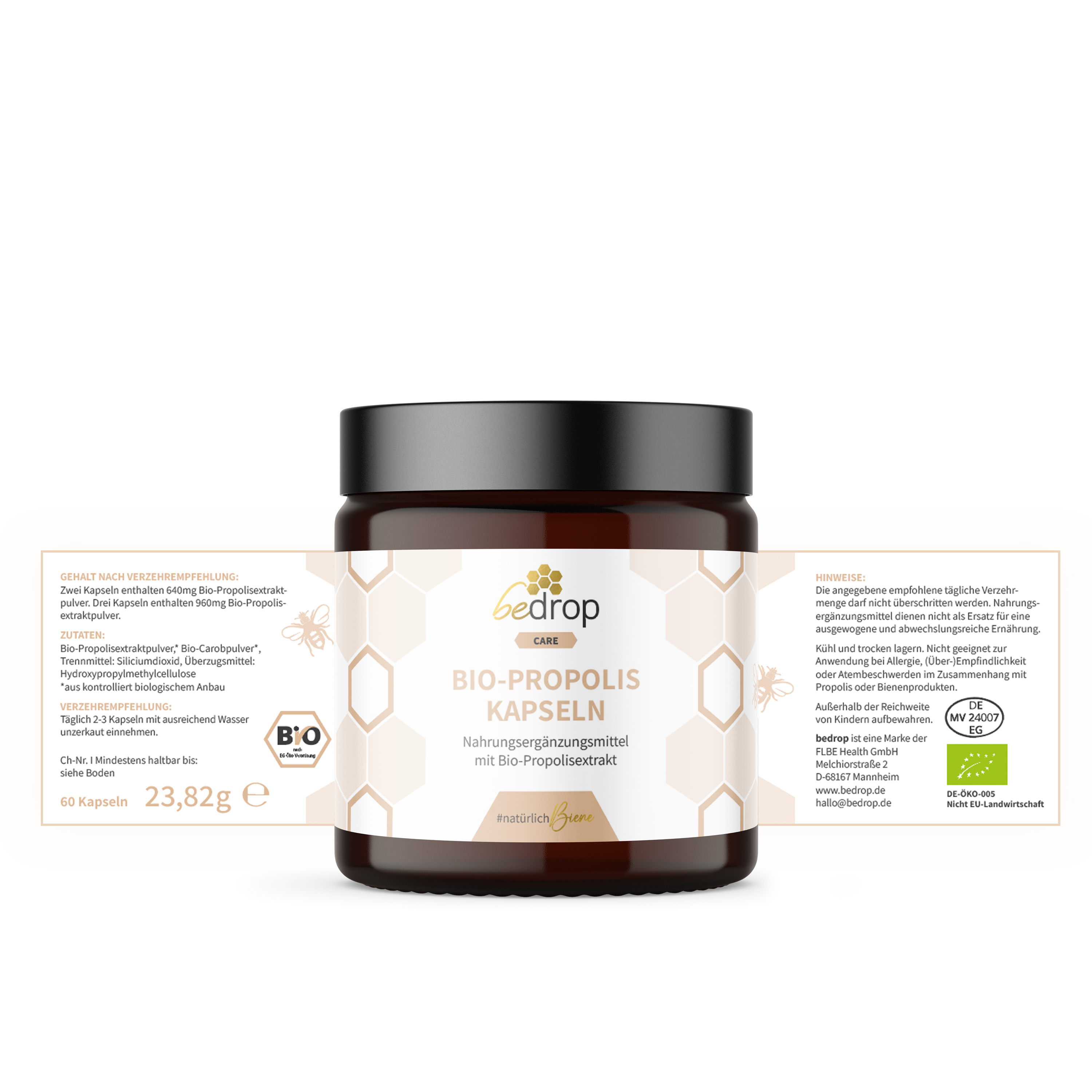 Organic propolis capsules (100% pure beekeeper quality) - 60 capsules
