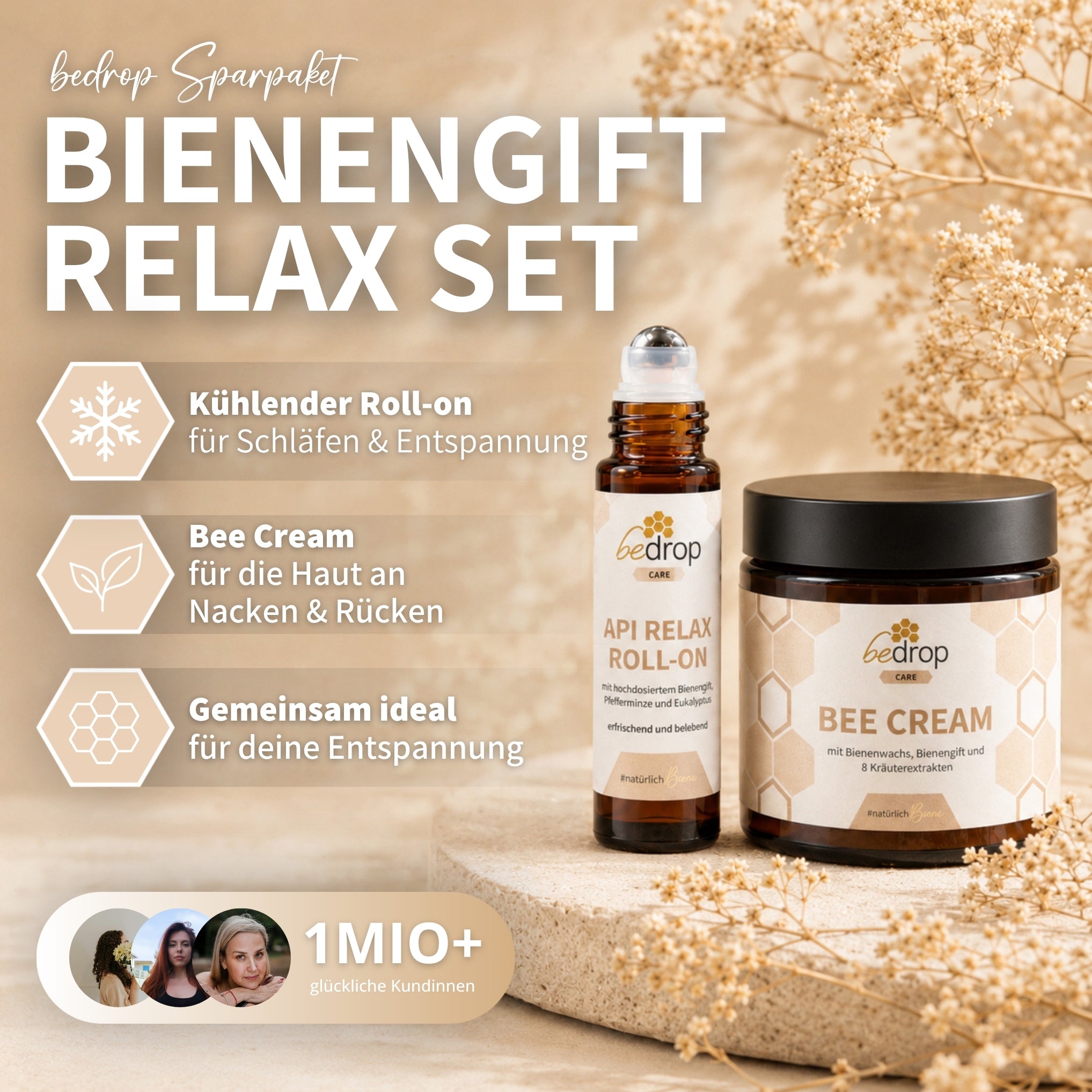 Bee Venom Relaxation Set: Bee Cream + Api Relax Roll-On for a cooling, relaxing sensation