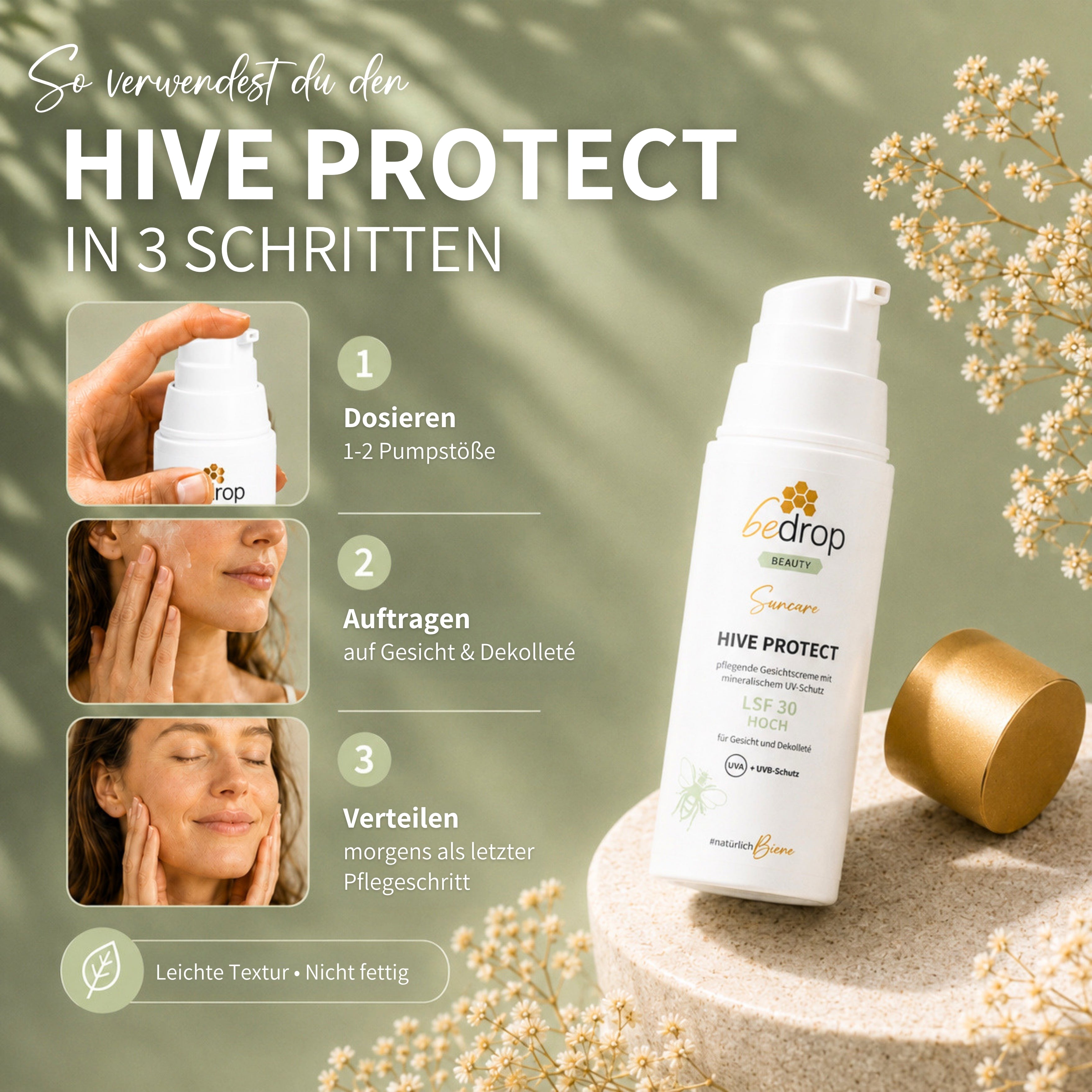 HIVE PROTECT SPF 30 - Sunscreen for the Face & Décolletage with Mineral UVA & UVB Protection  - 50 ml