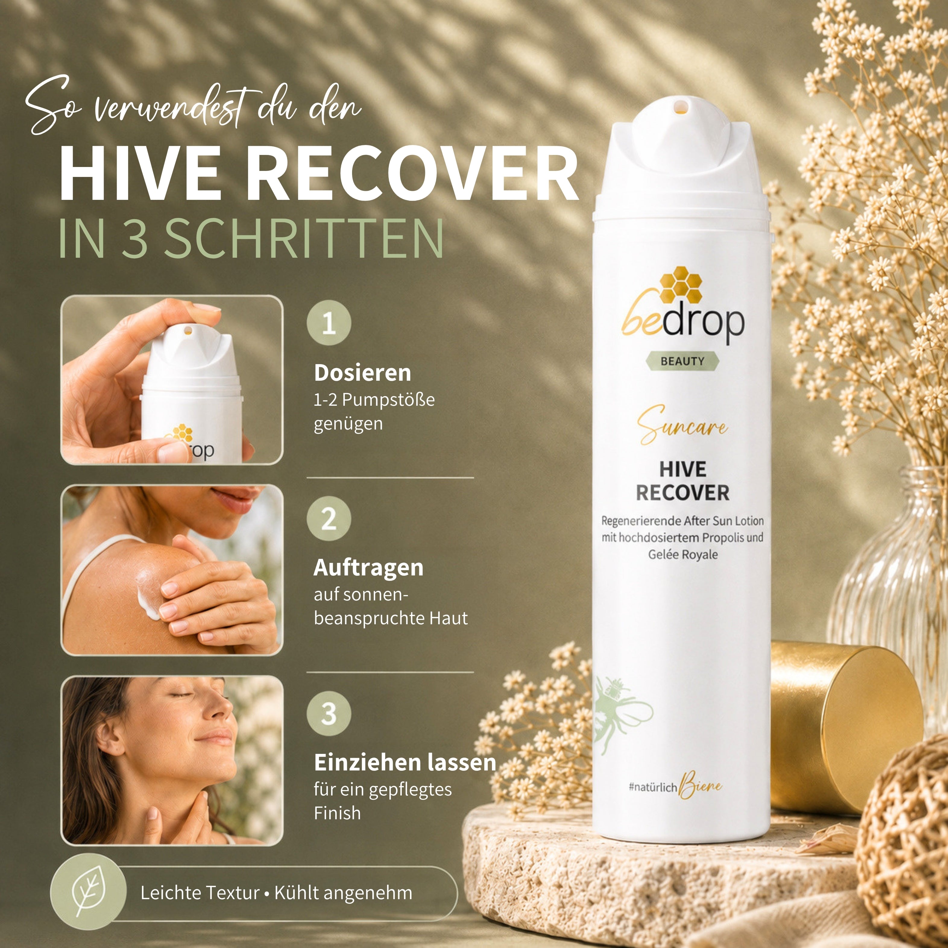 HIVE RECOVER - regenerating after sun lotion with high-dose royal jelly & propolis - 200ml