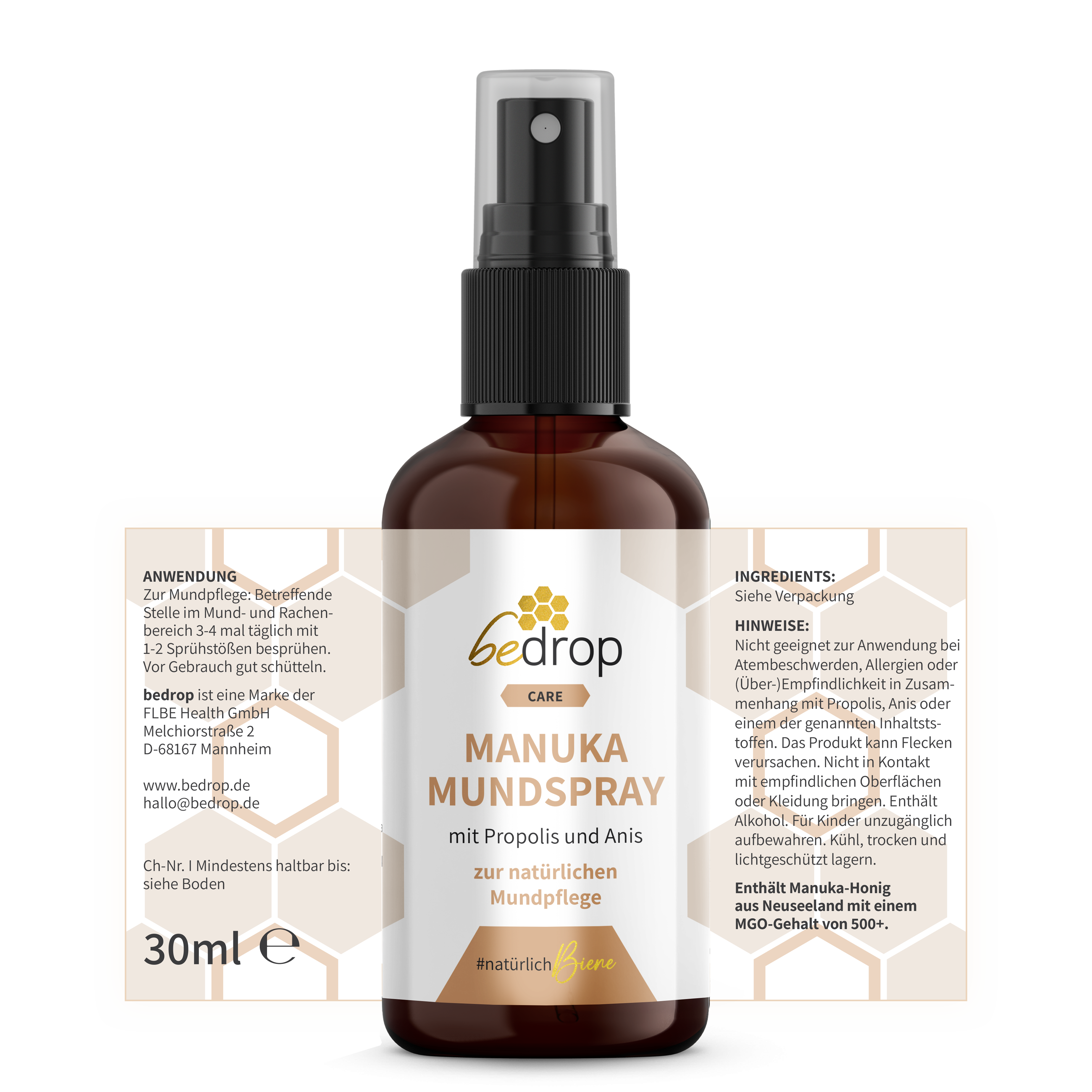 Value set: 3x propolis throat spray / mouth spray with manuka honey & aniseed - 30ml in a set of 3