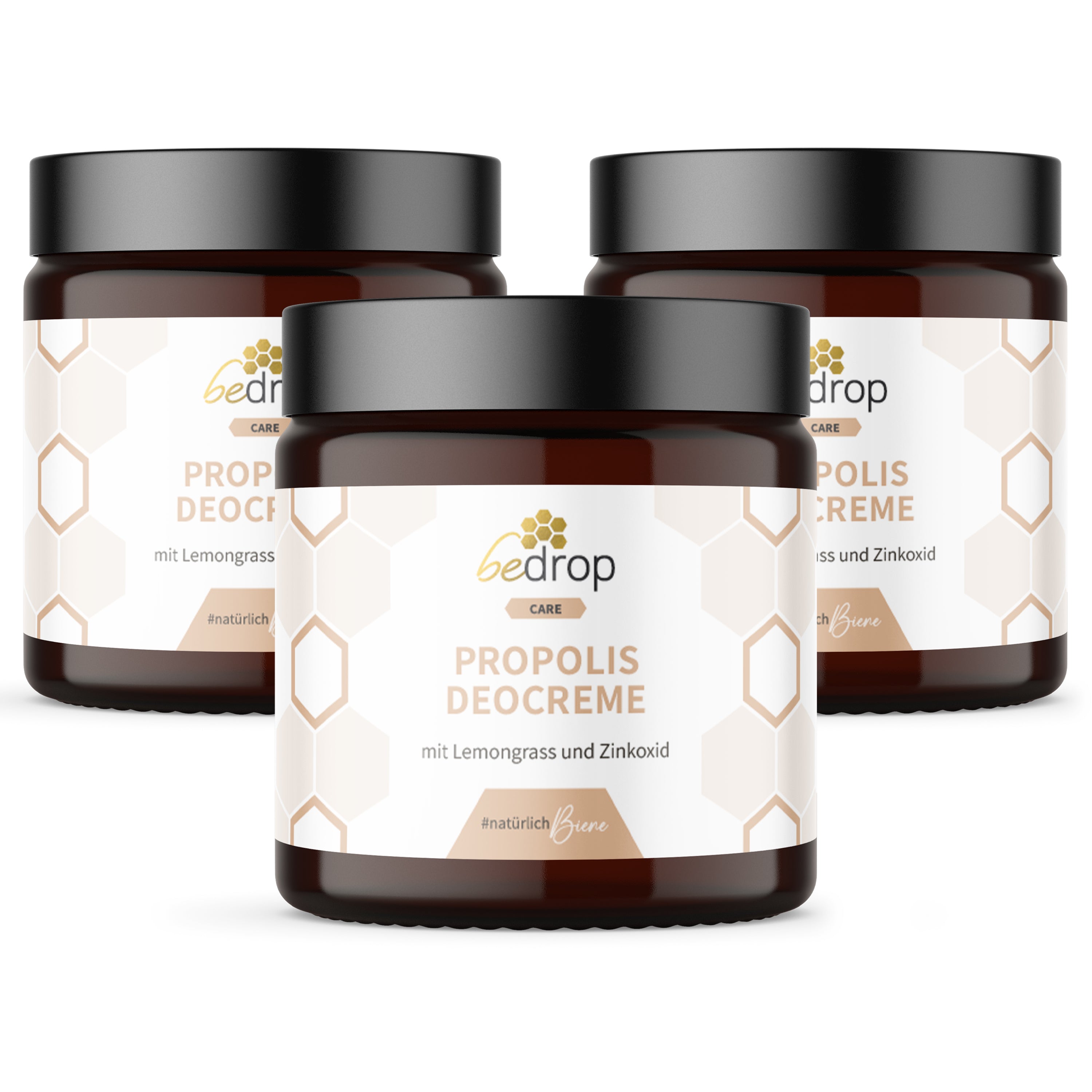 Value set: 3x propolis deodorant cream / solid deodorant with lemongrass - 30ml in a set of 3