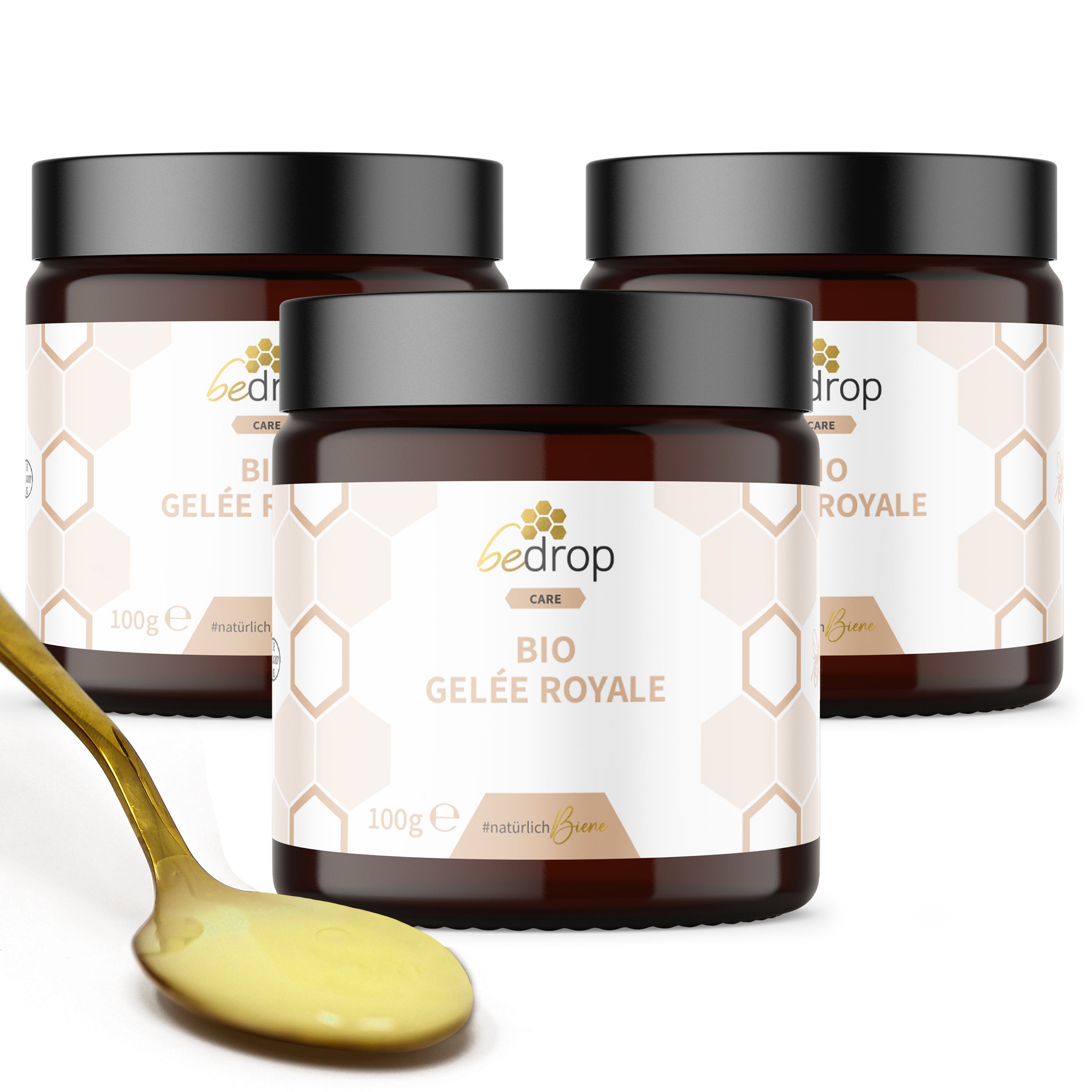 Value set: 3x organic royal jelly fresh - 100g pure (certified organic) at a special price