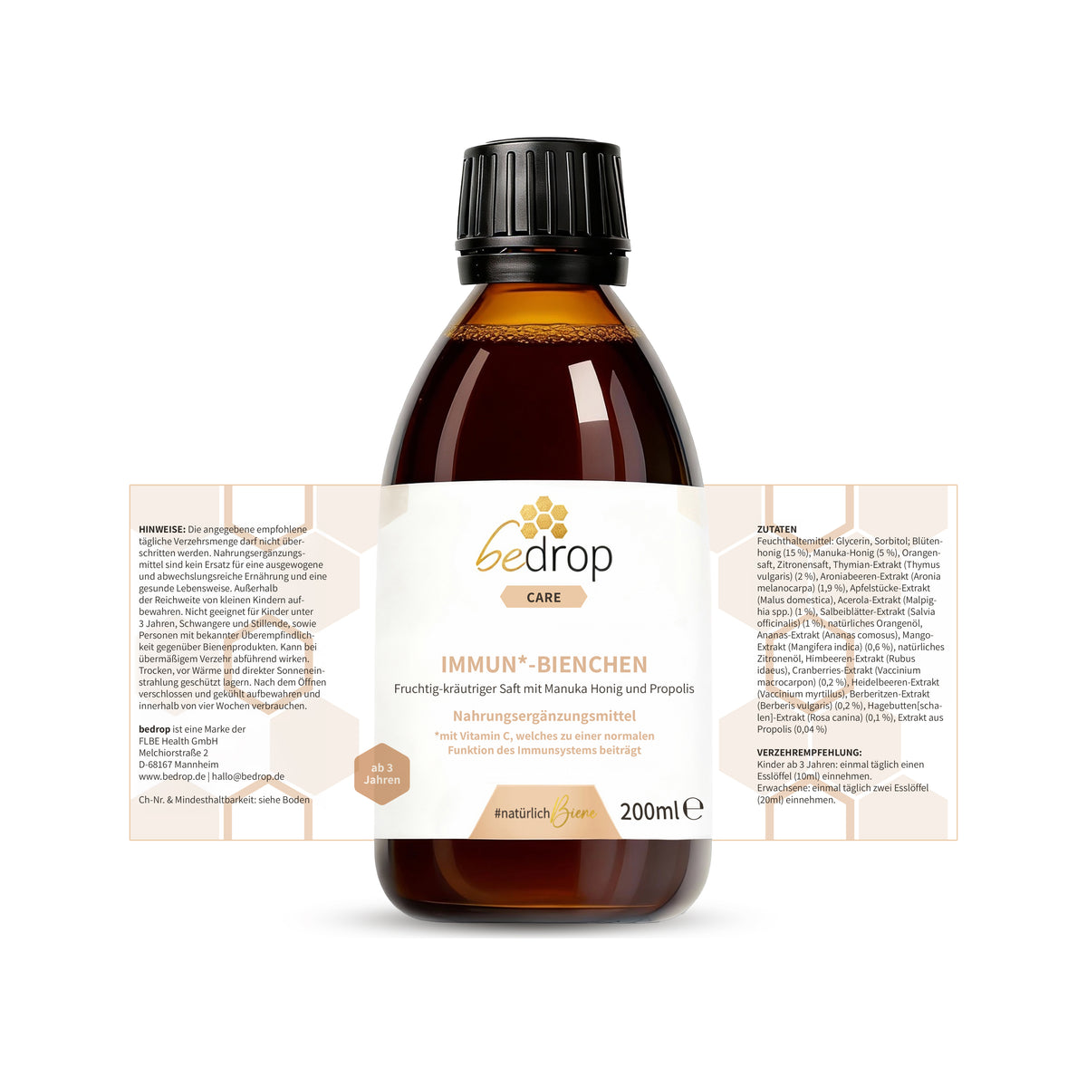 Value Pack: 3 IMMUN*-BIENCHEN - Fruity-herbal juice with Manuka honey and vitamin C from acerola / 200 ml