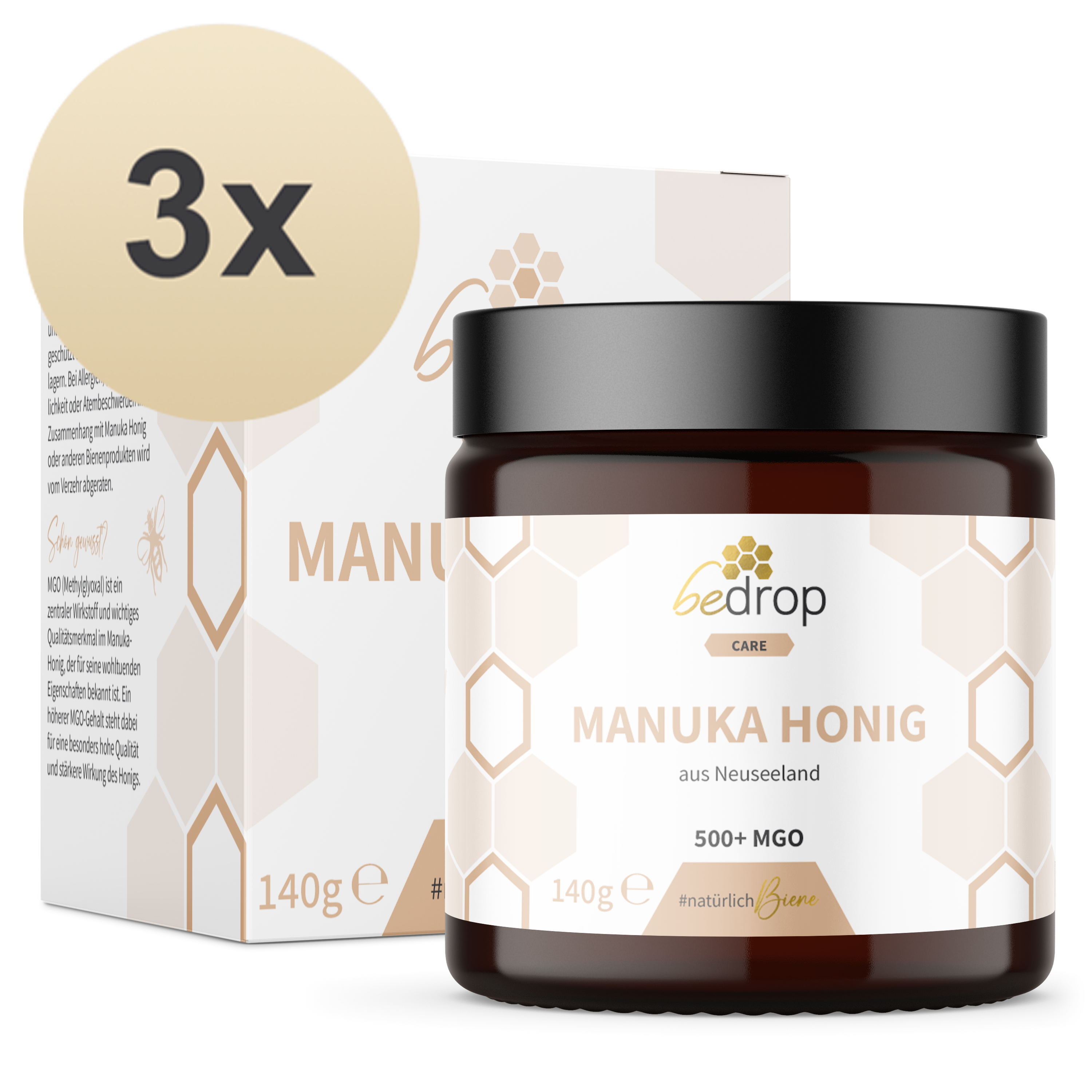 Value set: 3x Manuka honey MGO 500+ - 140g at a special price