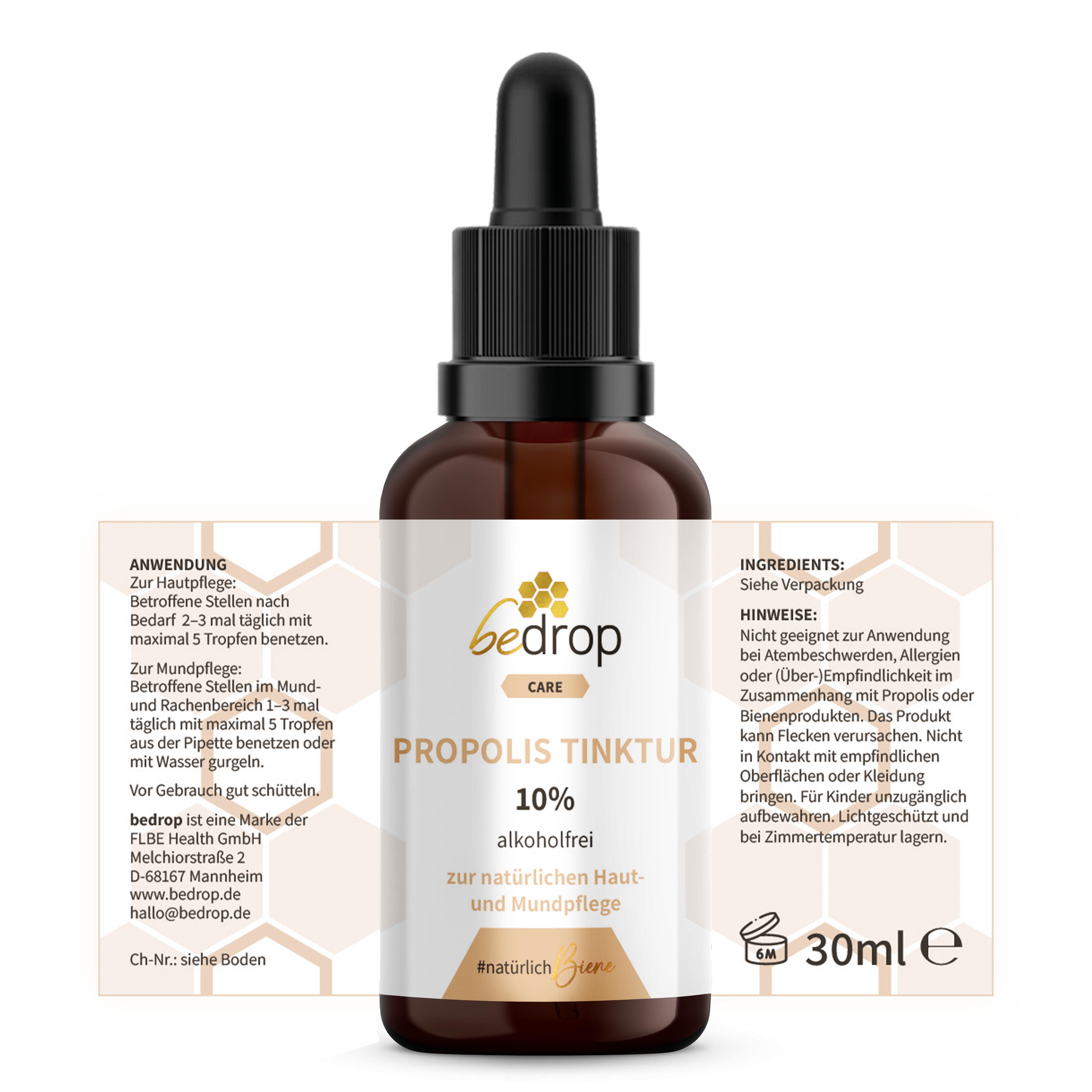 Propolis tincture with pipette (alcohol-free & water-soluble) - 30ml