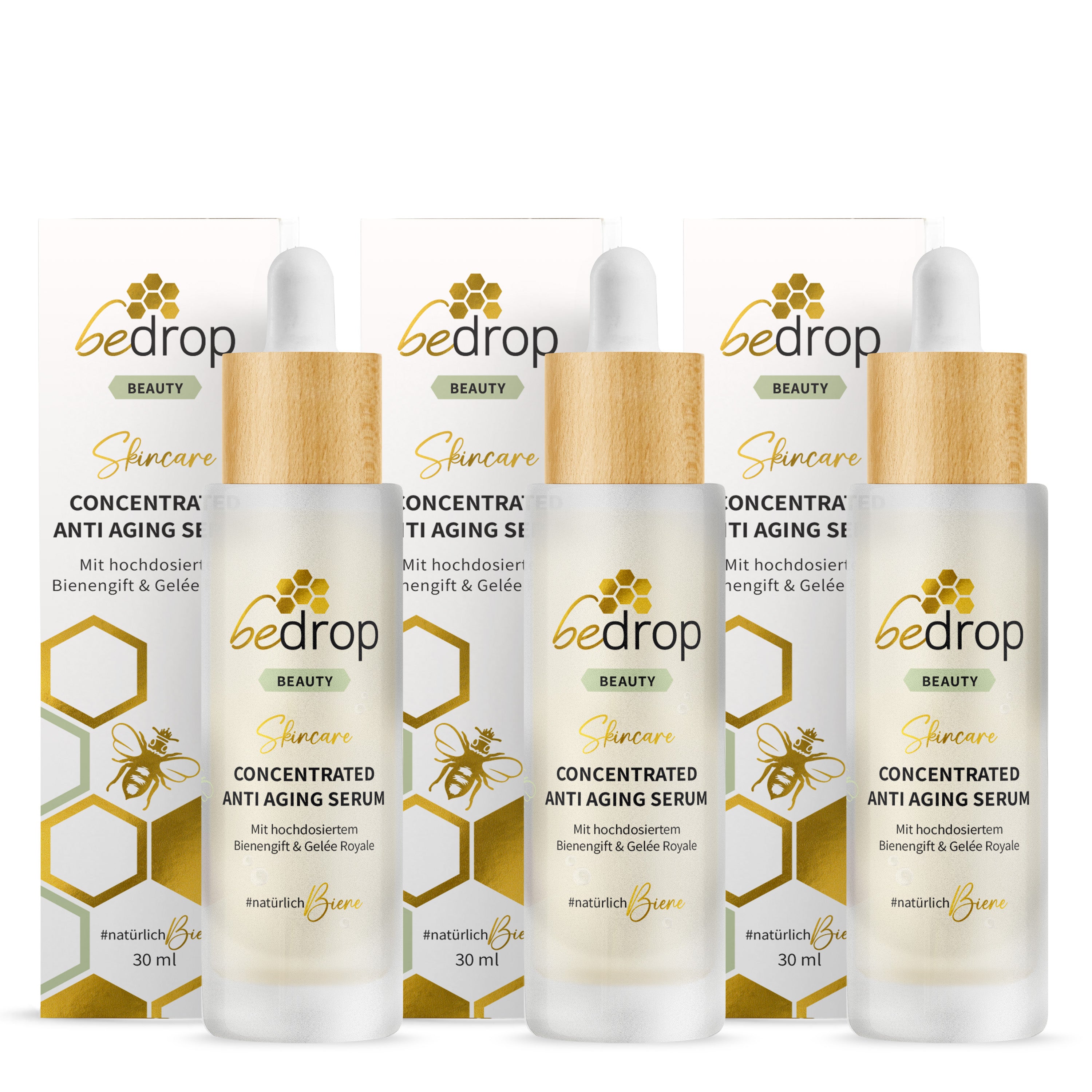 Value set: 3x CONCENTRATED ANTI AGING SERUM / facial serum with high-dose bee venom & royal jelly - 30ml