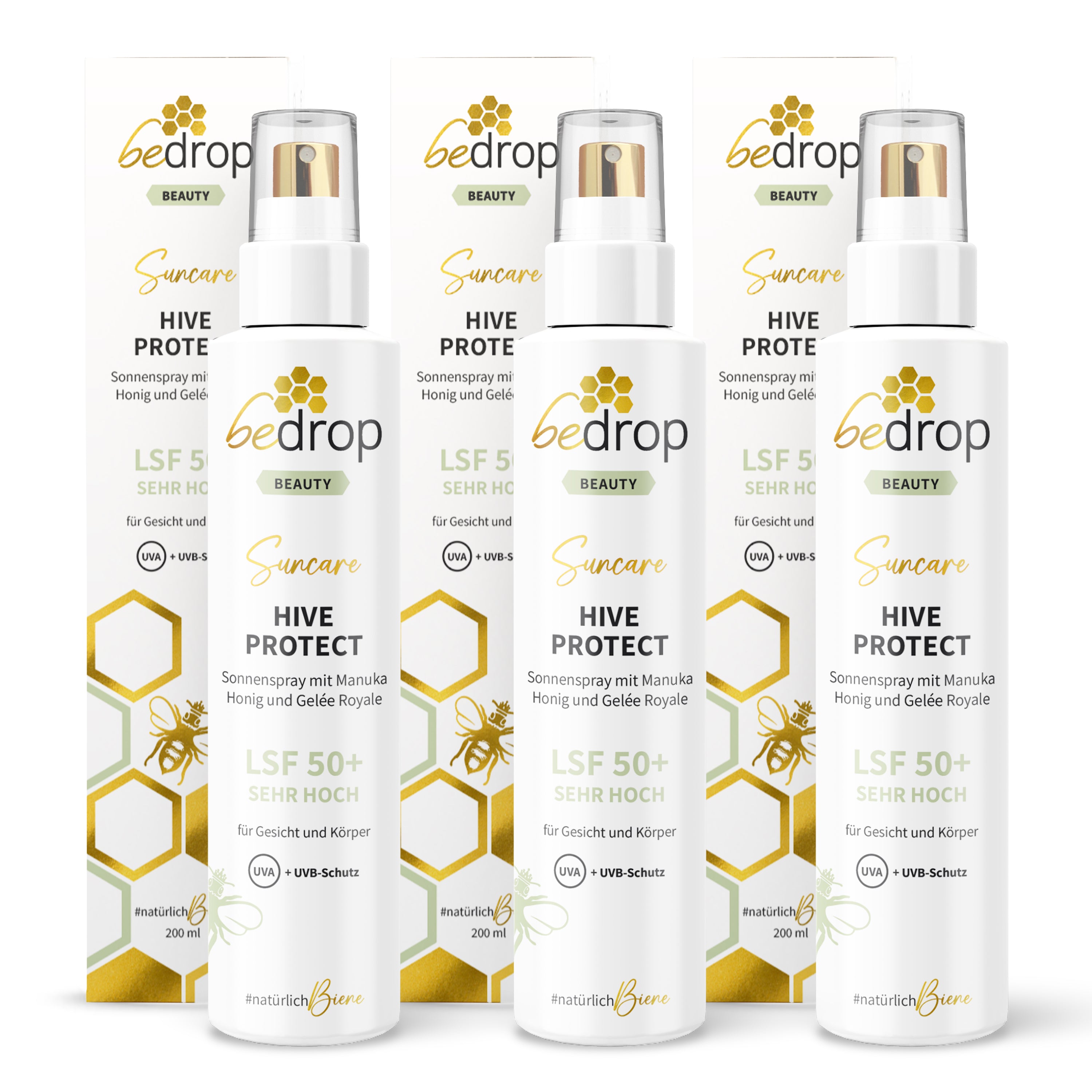 Value set: 3x HIVE PROTECT SPF 50+ - Sun spray with manuka honey and royal jelly - 200ml