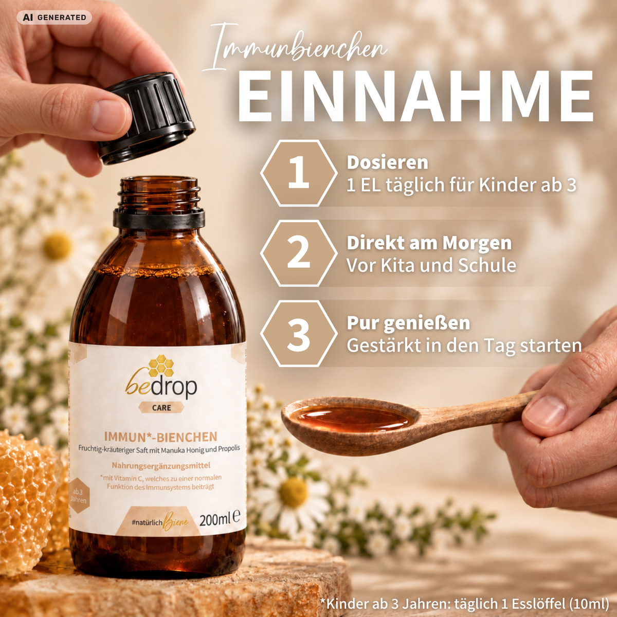 Value Pack: 3 IMMUN*-BIENCHEN - Fruity-herbal juice with Manuka honey and vitamin C from acerola / 200 ml